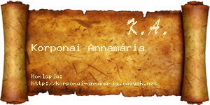 Korponai Annamária névjegykártya