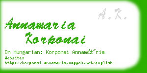 annamaria korponai business card